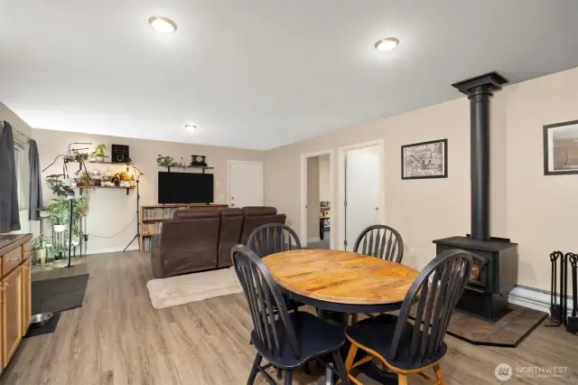 From kitchen looking through dining and living areas