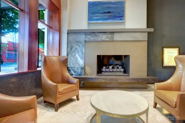 Lobby fireplace
