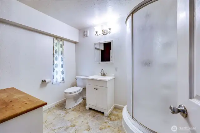 Spacious lower level 3/4 bath.