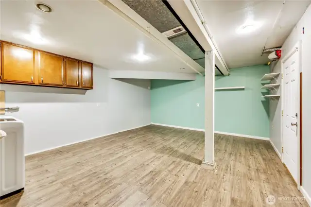 Bonus room in basement.  Part of the garage has been finished into living space.  Could be converted back to garage.  Buyer to verify.