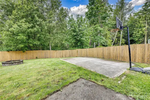 Concrete pad for a game of basketball or parking your RV.
