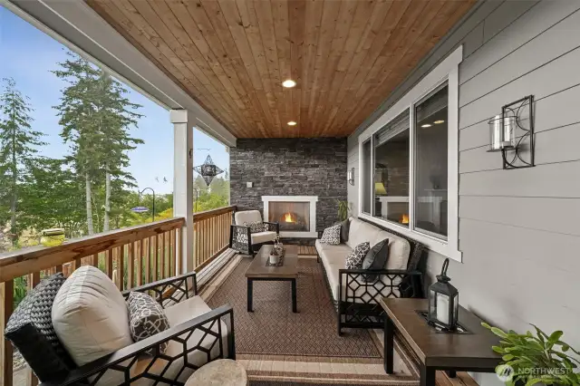 Covered deck with gas fireplace