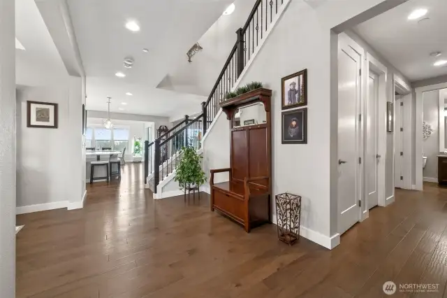 View as you enter through the front door. Formal Dining to the left and den/bed/.5 bath down the hall to the right.
