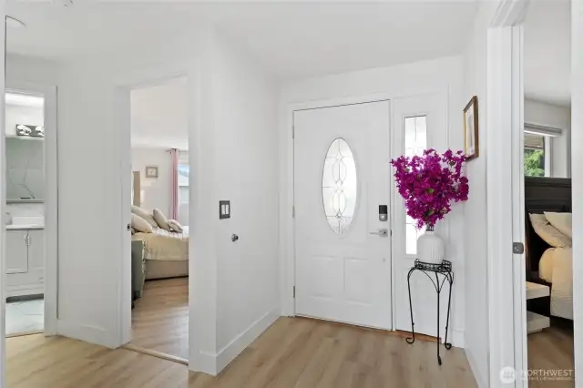 Entry with secondary bedrooms on either side.