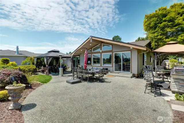 The oversized patio offers endless options for entertaining.