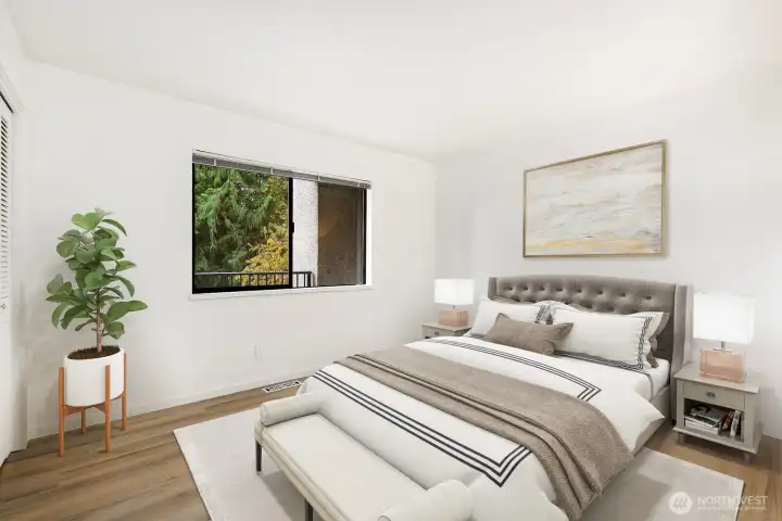 Versatile third bedroom ideal for guest space, office, or hobby room.