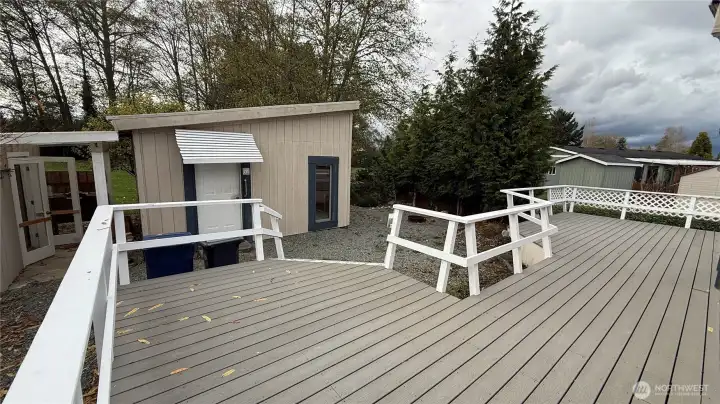 Stairs leading to workshop and greenhouse