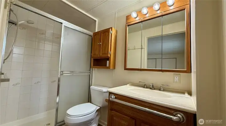 Primary bath with step in shower