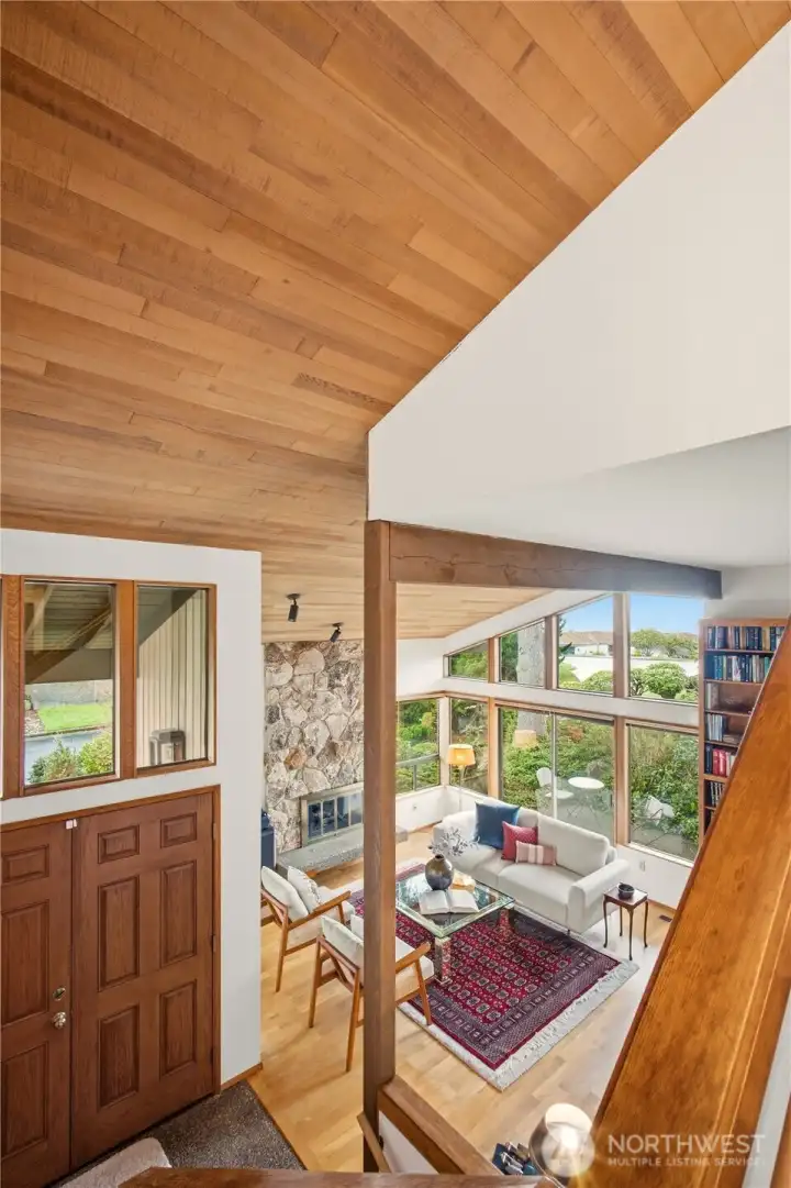 View down to living room and entry from the 2nd floor