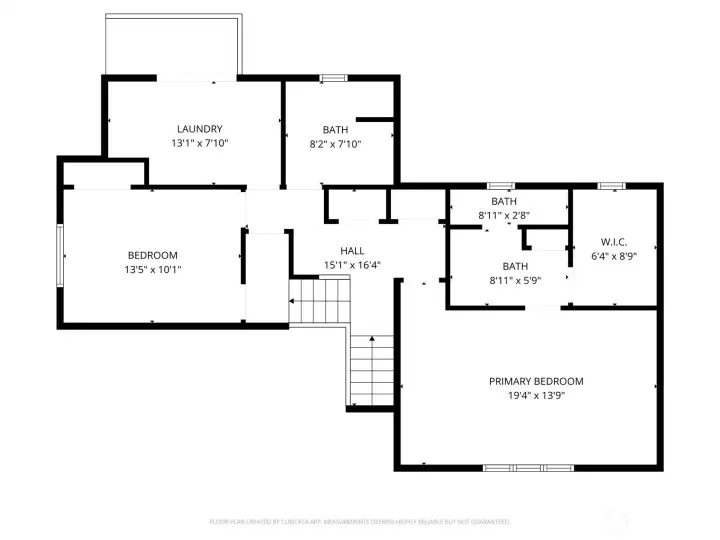 Second floor with primary suite, 2nd bedroom, main bath and office/laudry