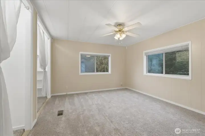 Double closets in primary suite