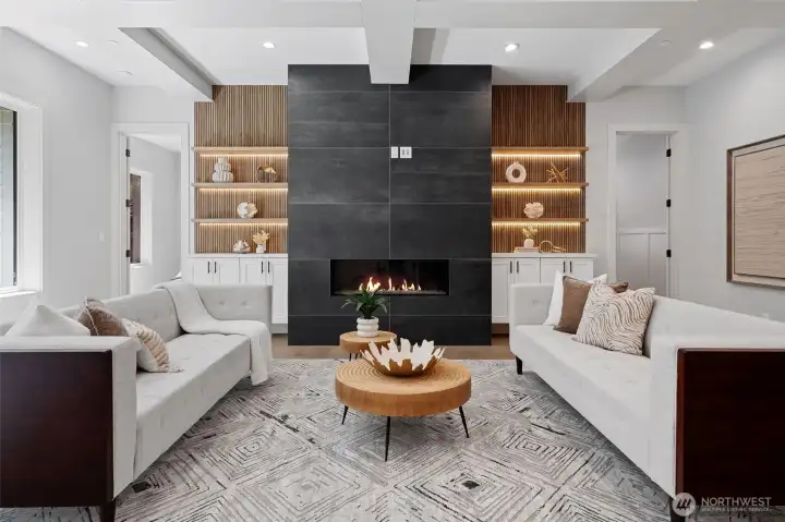 The Great Room with Built In shelving and storage is wired for your Big Screen or Artwork. Movie night or game night entertaining is easy.