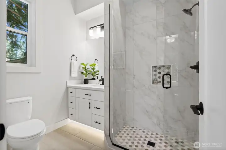 Shimmering Guest Suite Bathroom.