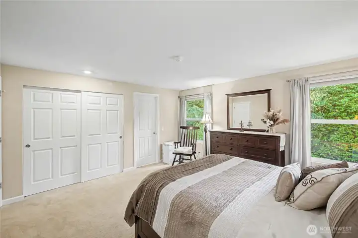 Primary bedroom with good closet space.