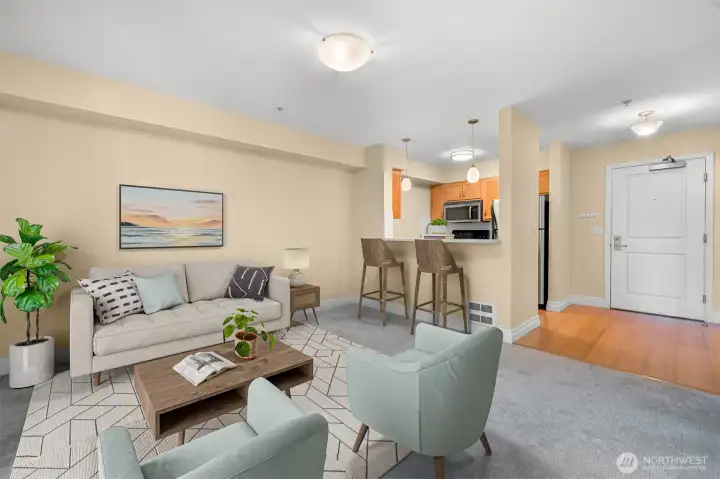 Virtually staged living room