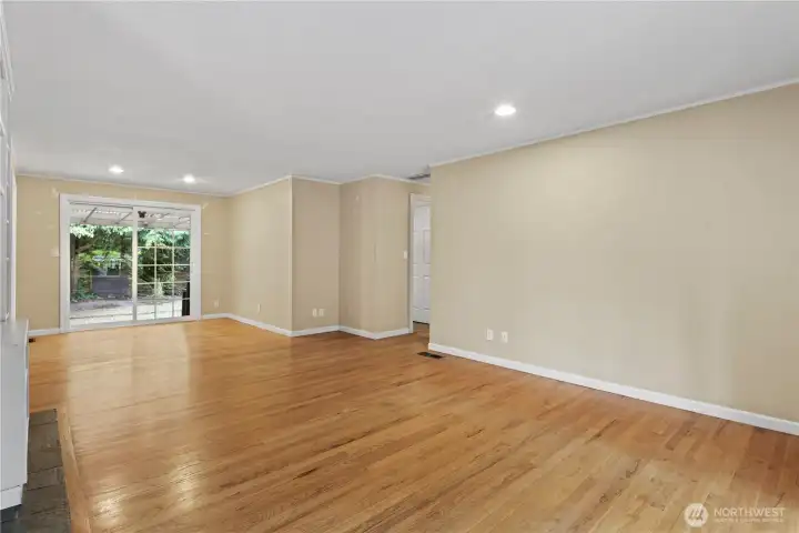 With hardwood floors throughout, this is the living/dining area