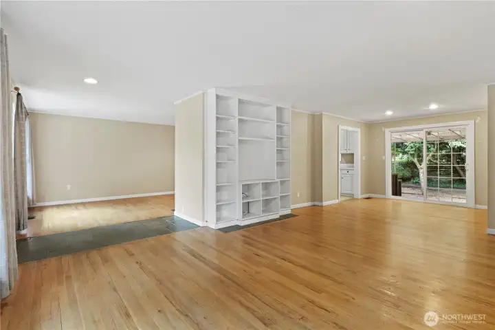 Looking from the living room to the family room