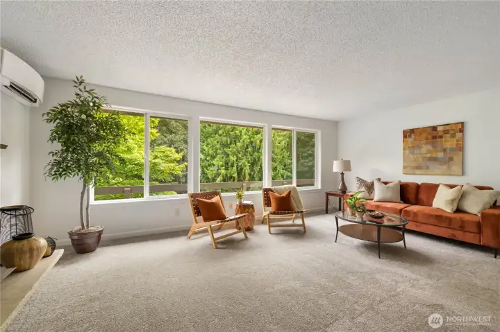These windows make you feel like your living in the trees. These windows make you feel like your living in the trees.