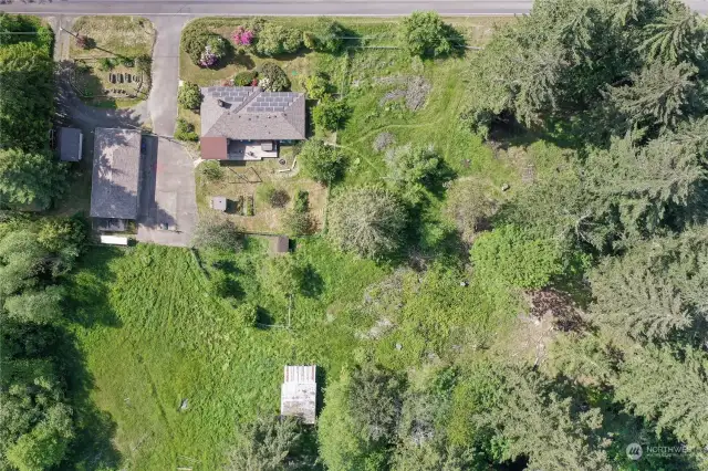 Drone shot of property overhead.