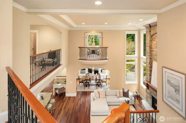 Upper level view from landing and Juliette balcony overlooks