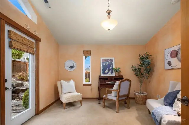 Office with french doors off front of house
