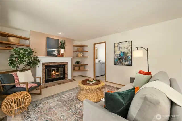 Family room with access to the laundry room and garage.