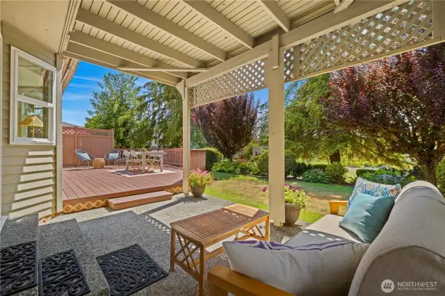 Covered patio off the family room is convenient for year-round enjoyment of the outdoors!