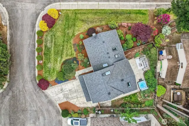 Large corner lot with mature landscaping