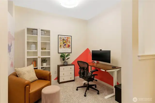 The den offers a unique and versatile set up for working from home or hosting overnight guests.