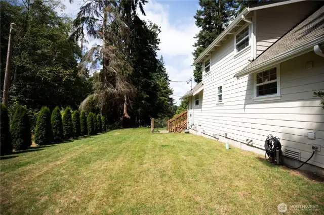 Large south side yard
