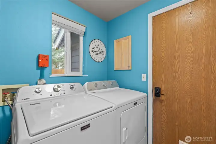Laundry room with storage.
