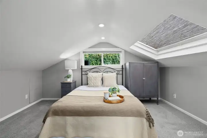 Loft bedroom offers a cozy perch.