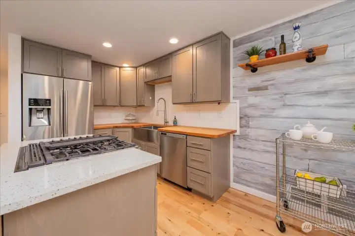 Enjoy quarts counter tops.