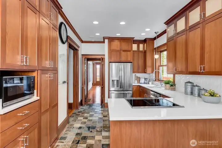 Stunning Kitchen remodeled in 2020 with cherry cabinets, quartz counters.