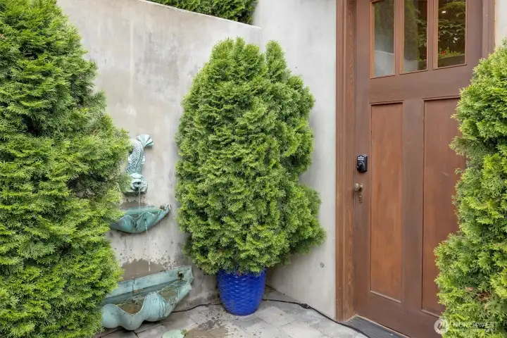 Gentle fountain near street levelseparate  entry to MIL/4th bedroom.