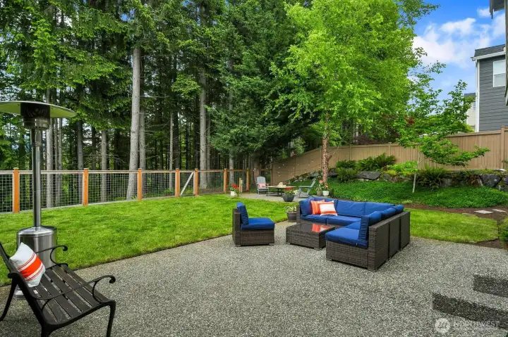 Spacious patio and firepit area.