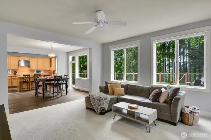 Every window brings the outdoors in! New carpet, paint and flooring.