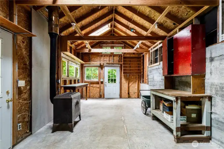 With its only wood fire place it is ready for work to be done. With its only wood fire place it is ready for work to be done.