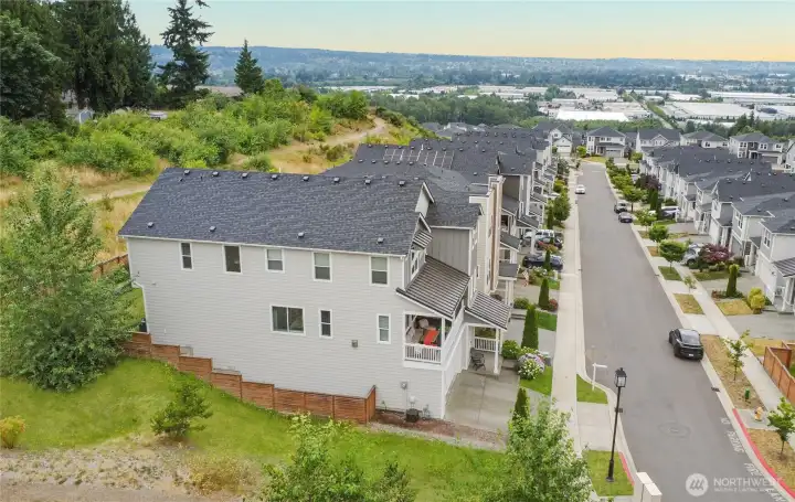 Front balcony views include the Olympic Mountains on clear days. Beautiful sunsets!