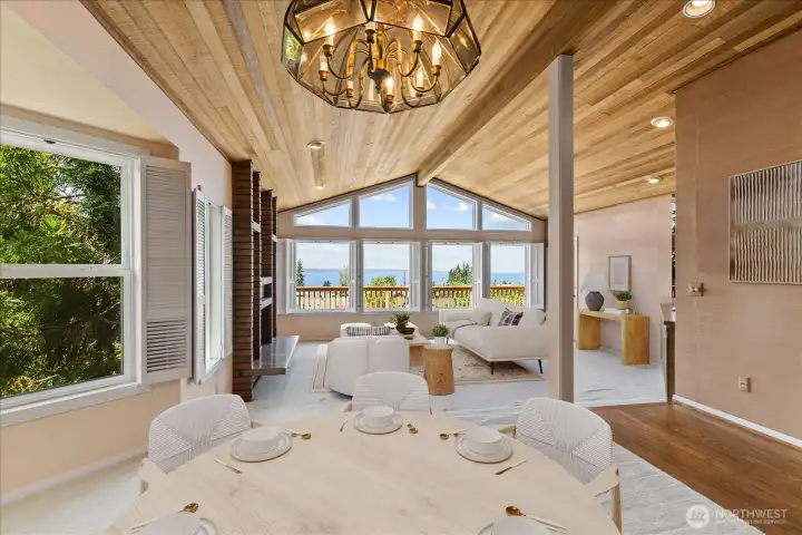 Spectacular views from AI staged dining room area