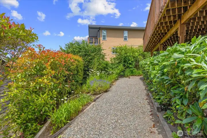 Low maintenance yard with mature landscaping