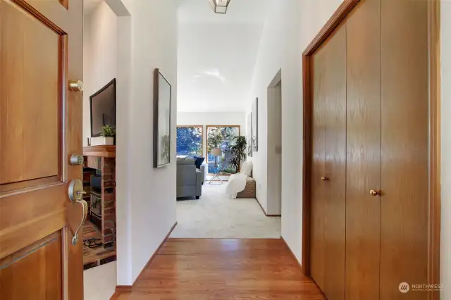 Home entry with coat closet.