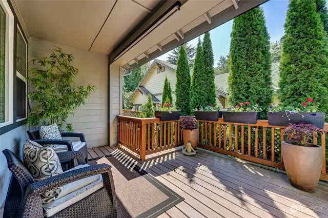 The large deck is partially covered so you can use it year round and it gets the afternoon sun!