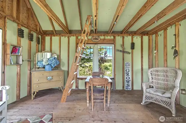 Inside Bunkhouse. Ladder goes to a sleeping Loft!