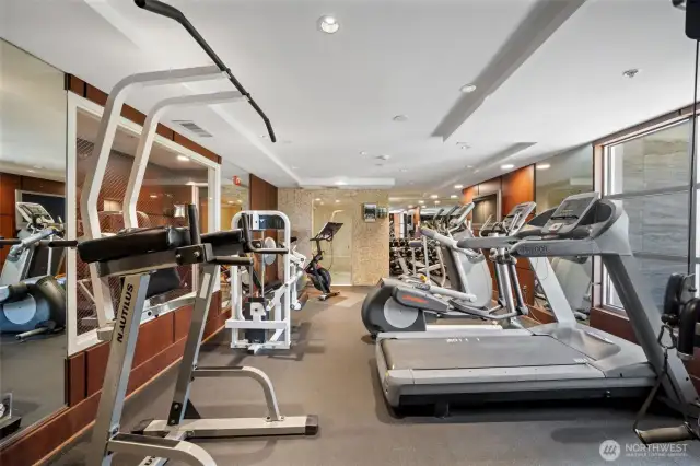 Stay active without ever leaving the building—Waterview’s private fitness center is fully equipped with cardio and strength machines, offering a convenient and energizing space to support your wellness goals.