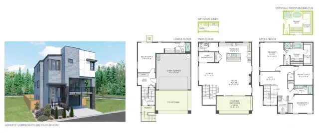 Homesite 1 floorplan. Colors and features may vary.