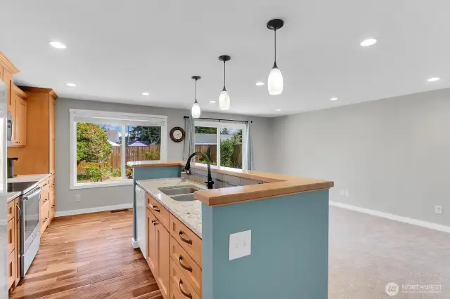 Kitchen open to bonus room