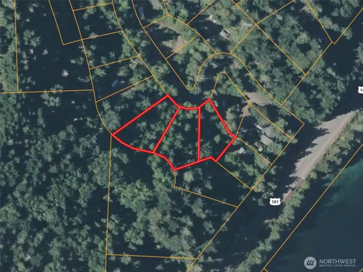 Overhead view with approximate boundaries in red.