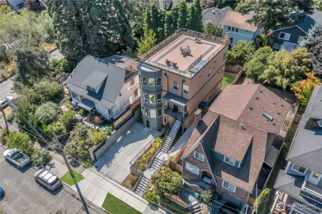 Aerial view of street frontage.