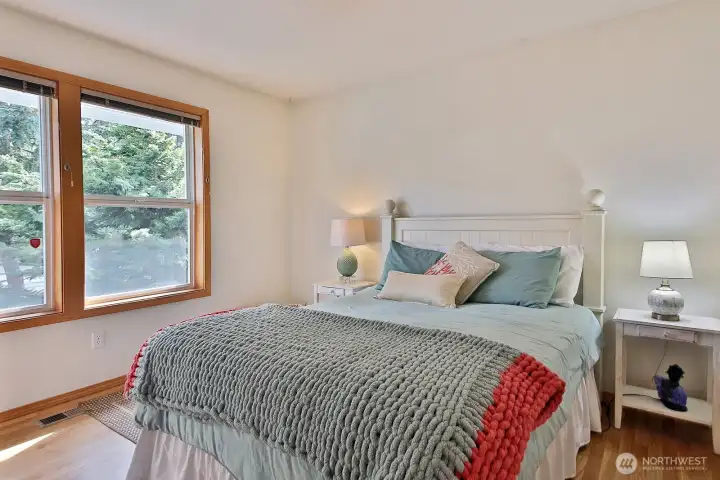 Second bedroom is cozy and has a nice sized closet.